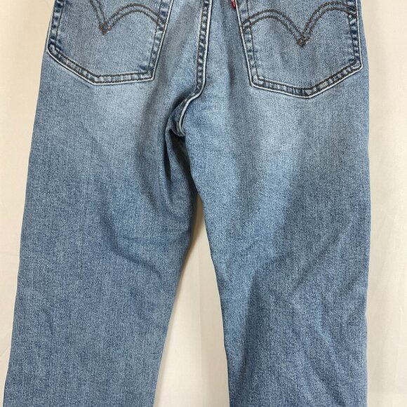 Levi's Wedgie Straight Jeans 25 Medium Blue Wash Distressed Raw Hem - Picture 9 of 12